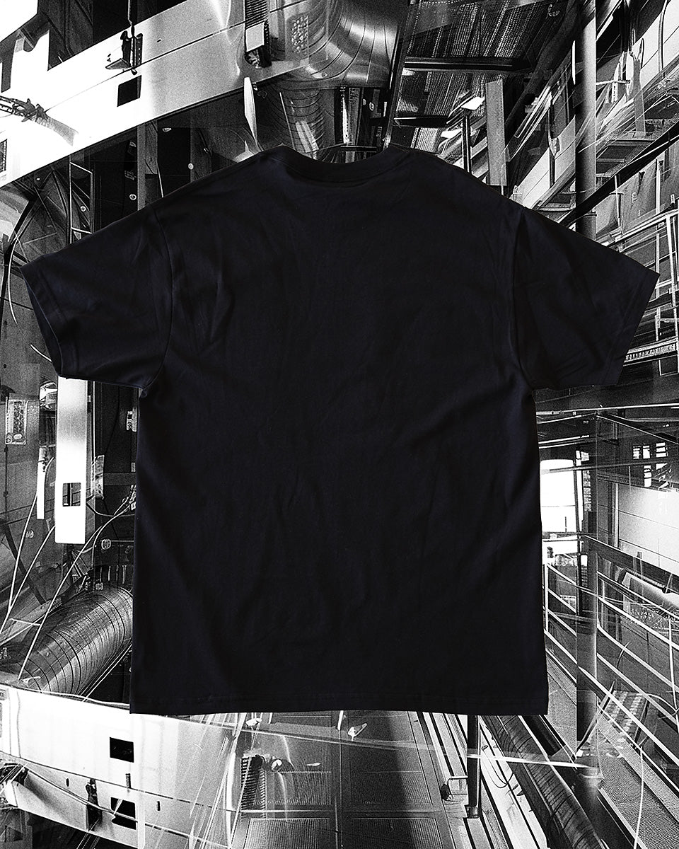 World Engine T-Shirt in Black, Orange and Blue